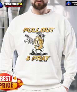 Alt Text: Good Pull Out And Pray Grenades Guns Graphic Sweatshirt featuring bold design and comfortable fit for casual wear.