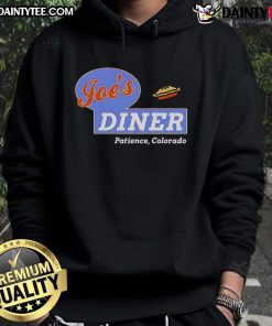 Good Resident Alien Joe's Diner Hoodie featuring a playful alien graphic, perfect for fans of the show and cozy style.