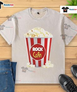 Good Rock Corn Popcorn washed t-shirt featuring a fun popcorn graphic, perfect for casual wear and popcorn lovers.