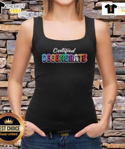 Good Ross Creations Certified Degenerate Tank Top featuring bold graphics and a stylish design for casual wear.