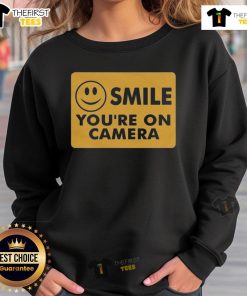 Cozy Good Ross Creations 'Smile Youre On Camera' sweatshirt in a vibrant design, perfect for casual wear and photography lovers.