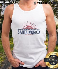 Good Santa Monica Destination tank top featuring a vibrant beach design, perfect for summer outings and casual wear.