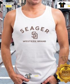 Alt Text: Good Seager X Padres Western Brand Logo Tank Top featuring a stylish design perfect for casual wear.