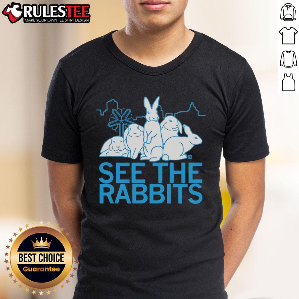 Good See The Rabbits T Shirt Alt Text: Good See The Rabbits T-Shirt featuring a playful rabbit graphic, perfect for animal lovers and casual wear.
