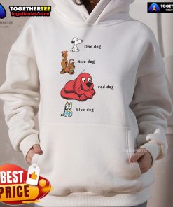 Good Snoopy hoodie featuring a red and blue dog design, perfect for stylish pet lovers and dog enthusiasts.