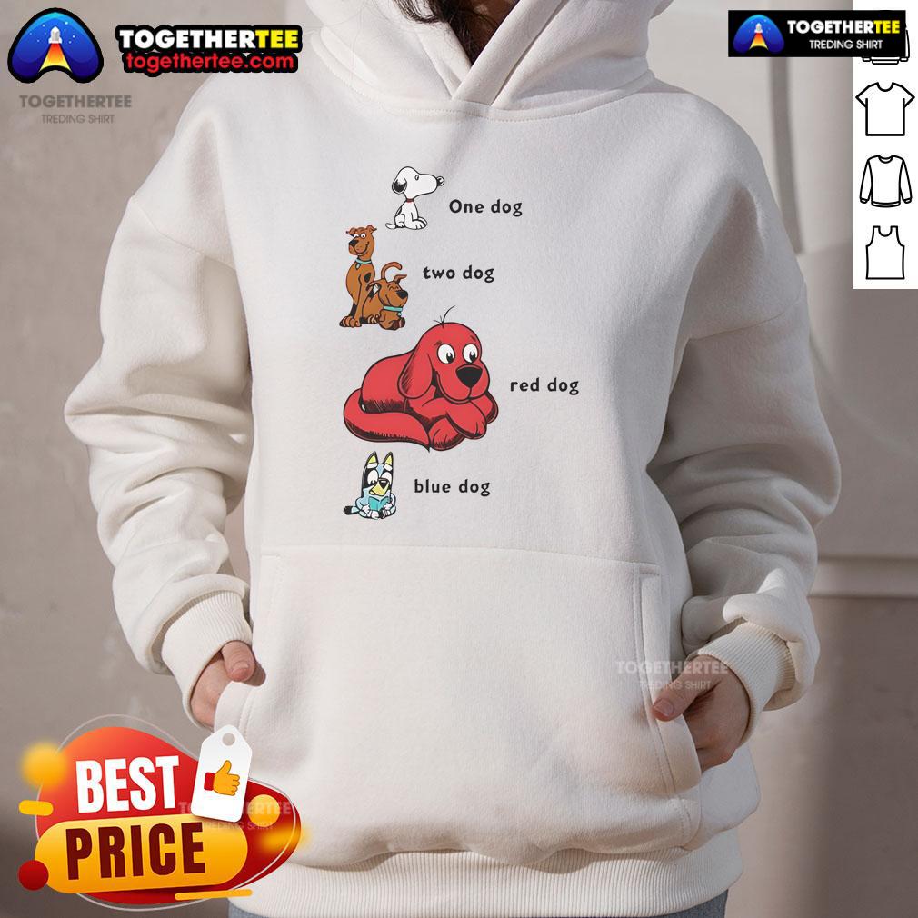 Good Snoopy 1 Dog 2 Dog Red Dog Blue Dog Hoodie Good Snoopy hoodie featuring a red and blue dog design, perfect for stylish pet lovers and dog enthusiasts.