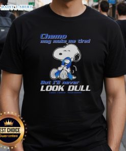 Good Snoopy Chemo T-Shirt promoting colon awareness with vibrant design, showcasing resilience and humor in cancer treatment.