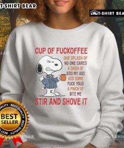 Good Snoopy Cup of Fuckoffee sweatshirt featuring playful text design, perfect for coffee lovers with a sense of humor.