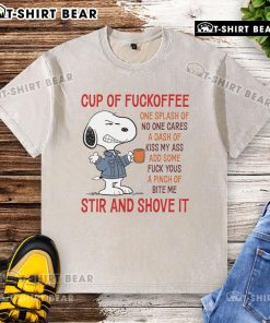 Alt Text: Good Snoopy Cup of Fuckoffee T-Shirt featuring a humorous design with playful text and vibrant colors.