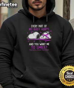Good Snoopy hoodie for Pancreatic Cancer Awareness, featuring a humorous design about pain and resilience.