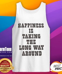 Good Snoopy tank top featuring 'Happiness Is Taking The Long Way Around' design, perfect for casual summer wear.
