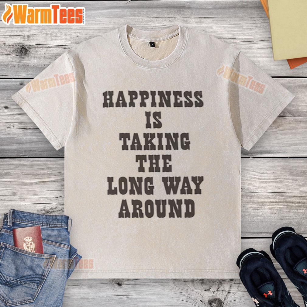 Good Snoopy Happiness Is Taking The Long Way Around Washed T Shirt Good Snoopy happiness is taking the long way around washed t-shirt featuring Snoopy in a cheerful design.