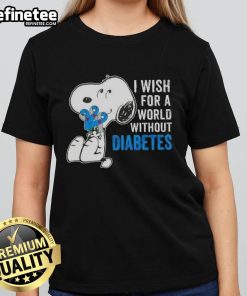 Good Snoopy I Wish For A World Without Diabetes Ladies Tee featuring Snoopy graphic promoting diabetes awareness.