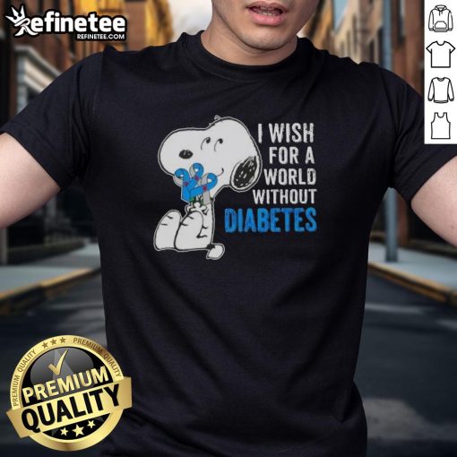 Good Snoopy I Wish For A World Without Diabetes T-Shirt featuring Snoopy encouraging diabetes awareness and hope.