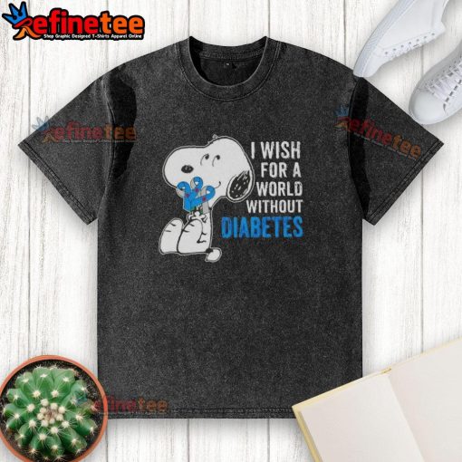 Good Snoopy t-shirt with 'I Wish For A World Without Diabetes' design, promoting diabetes awareness and support.