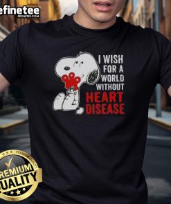 Good Snoopy I Wish For A World Without Heart Disease T-Shirt featuring Snoopy with a heartwarming message on health awareness.