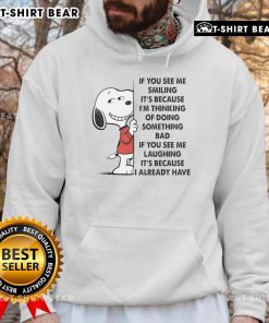 Good Snoopy hoodie featuring a playful quote about mischief and smiling, perfect for casual wear and dog lovers.