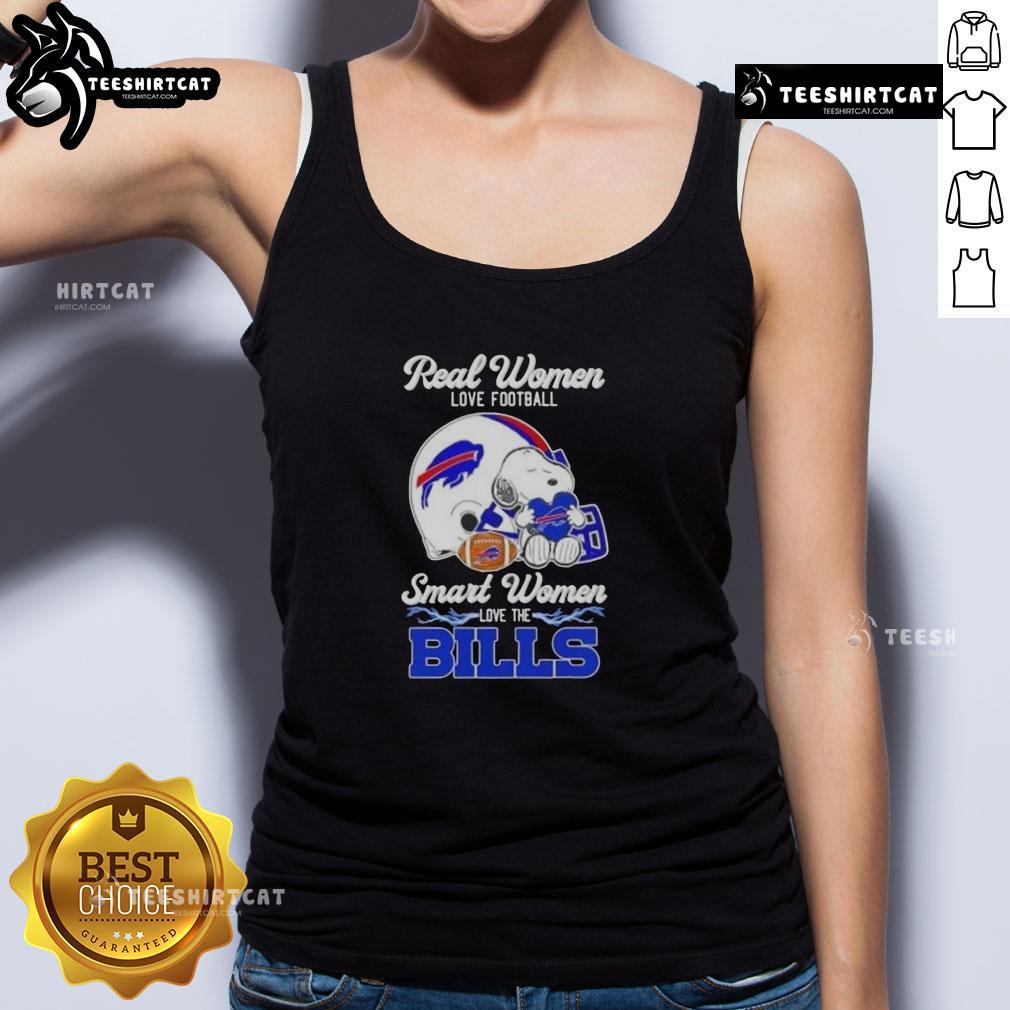 Good Snoopy Real Women Love Football Smart Women Love The Buffalo Bills Tank Top Good Snoopy tank top featuring 'Real Women Love Football, Smart Women Love The Buffalo Bills' design.