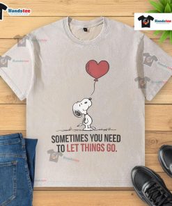 Good Snoopy 'Sometimes You Need To Let Things Go' washed t-shirt showcasing a relaxed design and vibrant colors.