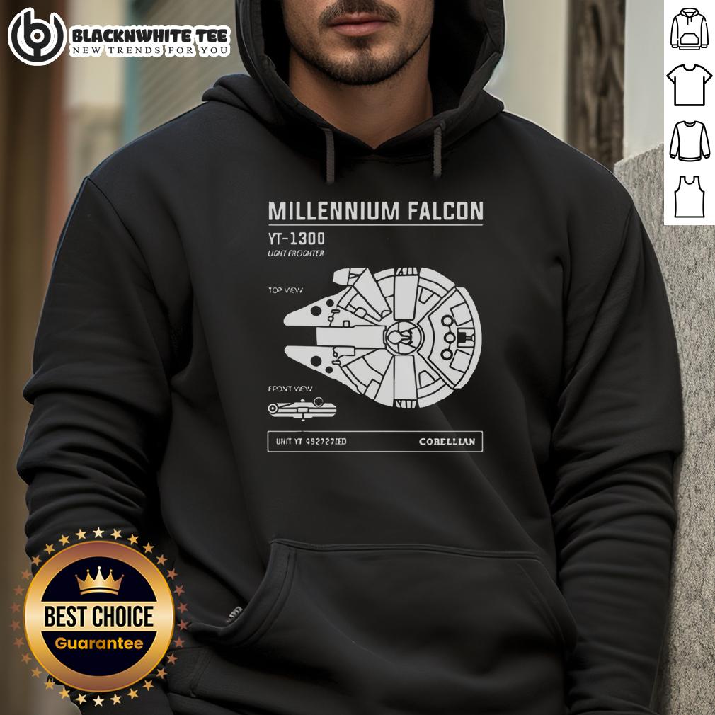 Good Star Wars Millennium Falcon Yt 1300 Light Freighter Hoodie Stylish Good Star Wars Millennium Falcon YT-1300 light freighter hoodie featuring iconic spaceship design.