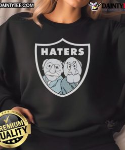 Funny Statler and Waldorf parody graphic sweatshirt for Las Vegas Raiders fans, perfect for game day attire.