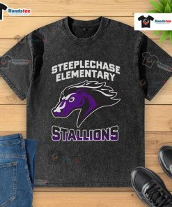 Good Steeplechase Stallions Elementary Fade Washed T-Shirt in soft fabric, perfect for casual wear and equestrian enthusiasts.