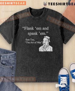 Good Sun Tzu Flank 'Em and Spank 'Em washed t-shirt featuring a stylish design for casual wear enthusiasts.