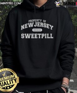 Good Sweet Pill Property of New Jersey hoodie featuring a stylish design, perfect for fans of NJ-inspired apparel.