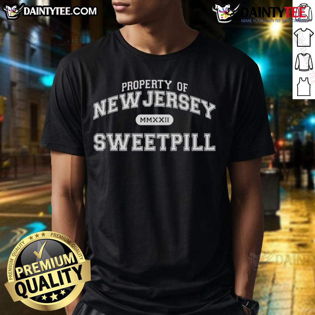 Good Sweet Pill Property Of New Jersey T Shirt Good Sweet Pill Property of New Jersey T-Shirt featuring bold text and vibrant design, perfect for NJ pride and casual wear.
