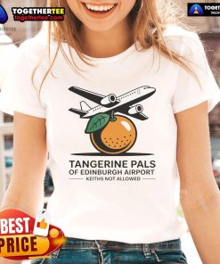 Alt Text: Good Tangerine Pals of Edinburgh Airport Ladies Tee featuring vibrant orange color and playful design.