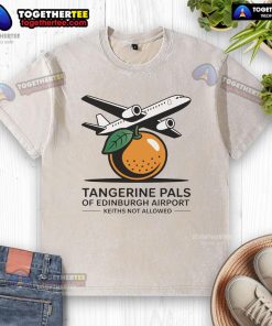 Alt Text: Good Tangerine Pals washed t-shirt featuring colorful designs, perfect for fans at Edinburgh Airport.