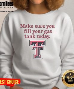 Cozy sweatshirt featuring Texas Tech Red Raiders logo, perfect for fans to wear while filling their gas tank today.