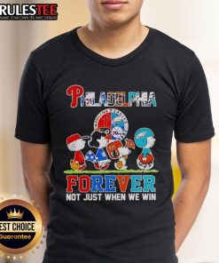 Alt Text: Good The Peanuts Philadelphia Sport Teams Logo Forever Not Just When We Win T-Shirt featuring vibrant team graphics