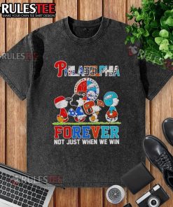 Alt Text: Good The Peanuts Philadelphia Sport Teams logo on a washed t-shirt, celebrating loyalty through wins and losses.