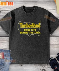 Alt Text: Good Timberland Since 1973 Beyond The Trail washed t-shirt showcasing outdoor style and comfort for adventurers.