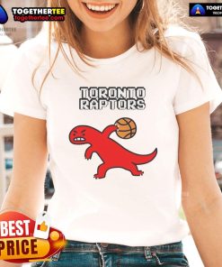 Good Toronto Raptors Dino Paint Luxe Ladies Tee featuring a vibrant dinosaur graphic and stylish design for fans.