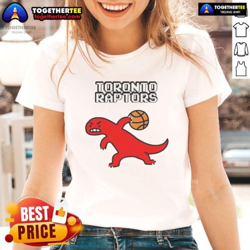 Good Toronto Raptors Dino Paint Luxe Ladies Tee featuring a vibrant dinosaur graphic and stylish design for fans.
