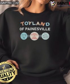 Alt Text: Cozy Good Toyland of Painesville sweatshirt in vibrant colors, perfect for casual wear and showcasing local pride.