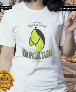 Vintage ladies tee featuring a colorful mango fruit design for a good tropical taste vibe.