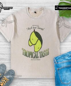 Vintage washed t-shirt featuring a vibrant mango fruit design, perfect for tropical taste enthusiasts and casual wear.