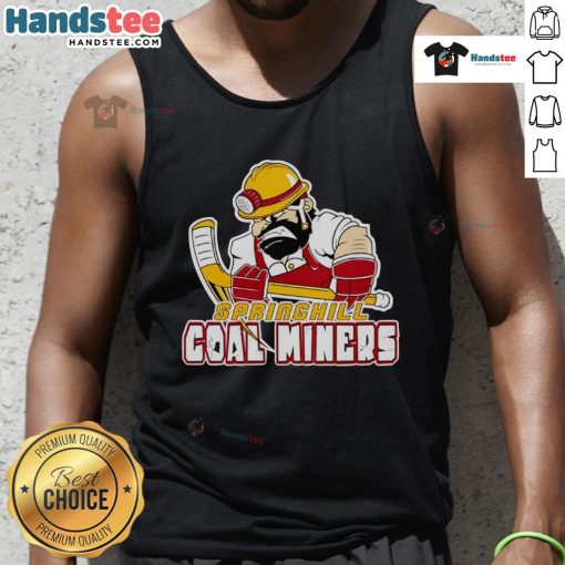 Alt Text: Vintage Springhill Coal Miners tank top featuring classic design, perfect for casual wear and celebrating mining heritage.