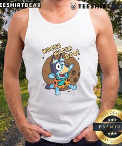 Good Wacka Wacka Doo Bluey tank top featuring vibrant colors and playful design for kids' casual wear.
