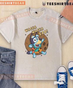 Good Wacka Wacka Doo Bluey washed t-shirt featuring vibrant colors and playful design, perfect for kids' casual wear.