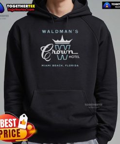 Good Waldmans Crown Hotel Miami Beach hoodie with vibrant logo, perfect for stylish comfort and beach vibes.