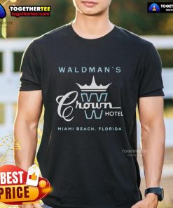 Alt Text: Good Waldman's Crown Hotel Miami Beach T-Shirt featuring vibrant graphics and a stylish design for beach lovers.