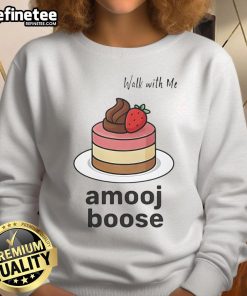 Alt Text: Stylish 'Good Walk With Me' Amooj Boose sweatshirt in cozy fabric, perfect for casual outings and everyday wear.