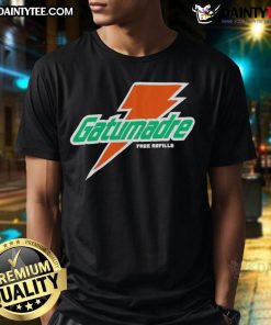 Alt Text: Good Will Kelly in an orange Peel Gatorade Free Refills logo t-shirt, showcasing a vibrant and trendy design.