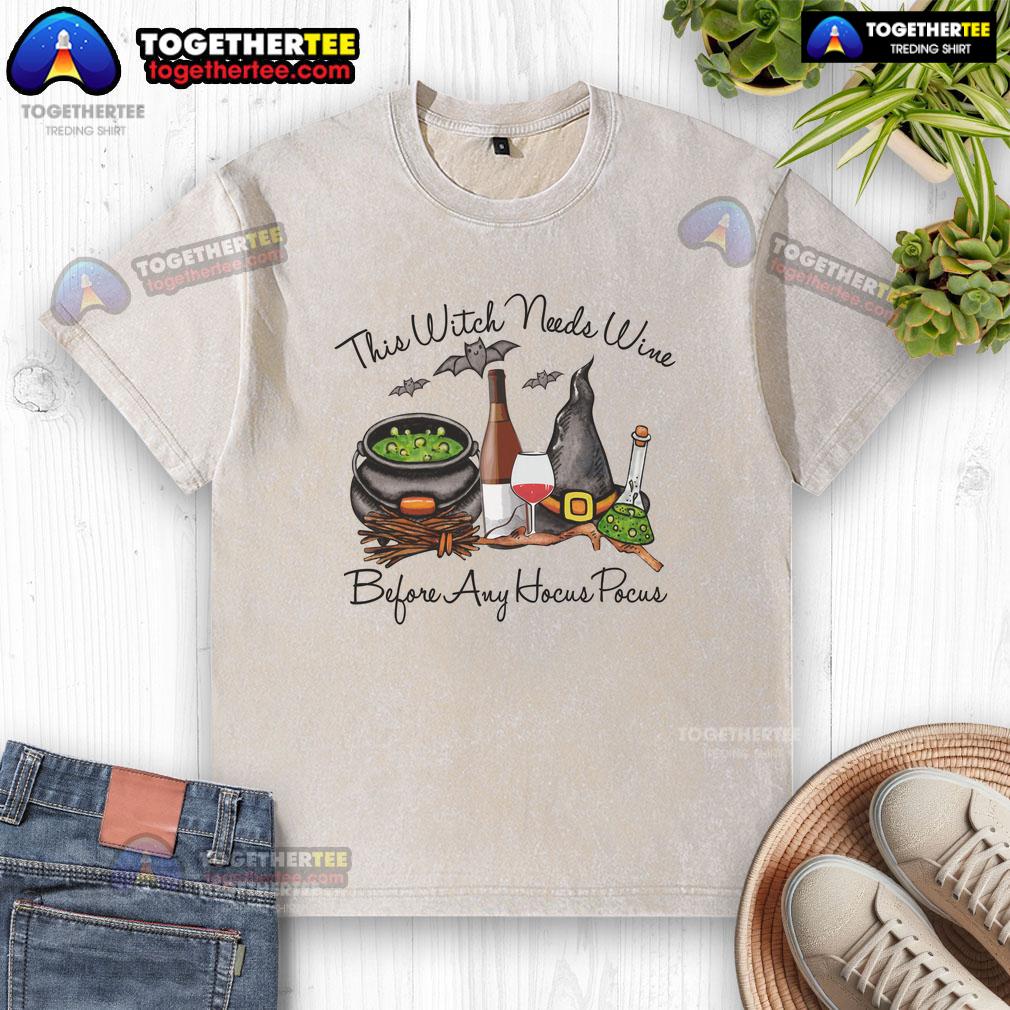 Good Witch Cauldron Wine Glass And Potion Halloween Drinking Washed T Shirt