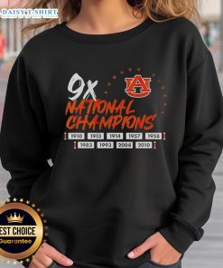 Alt Text: Auburn Tigers Football logo sweatshirt celebrating nine-time national champions, perfect for fans and sports enthusiasts.