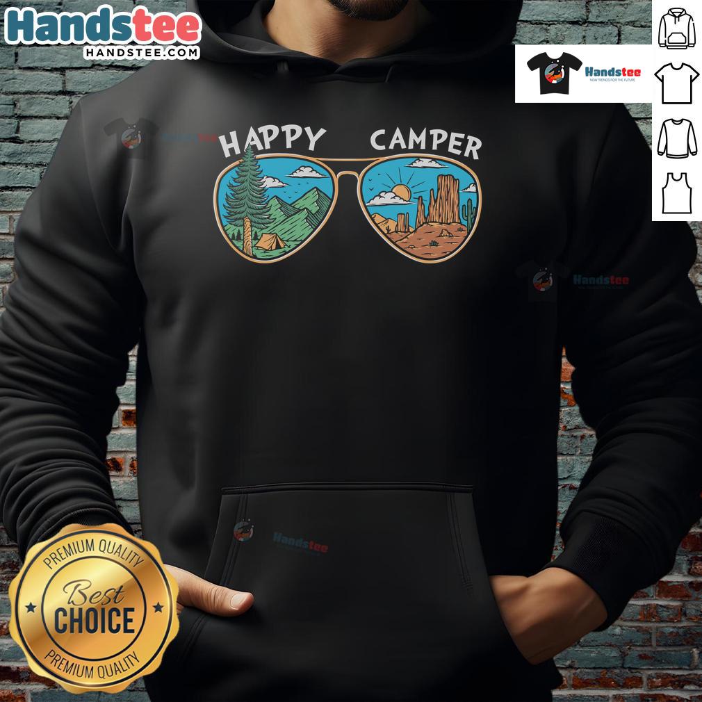 Happy Camper Sunglasses Hoodie Happy Camper sunglasses hoodie featuring a vibrant design, perfect for outdoor enthusiasts and stylish comfort.